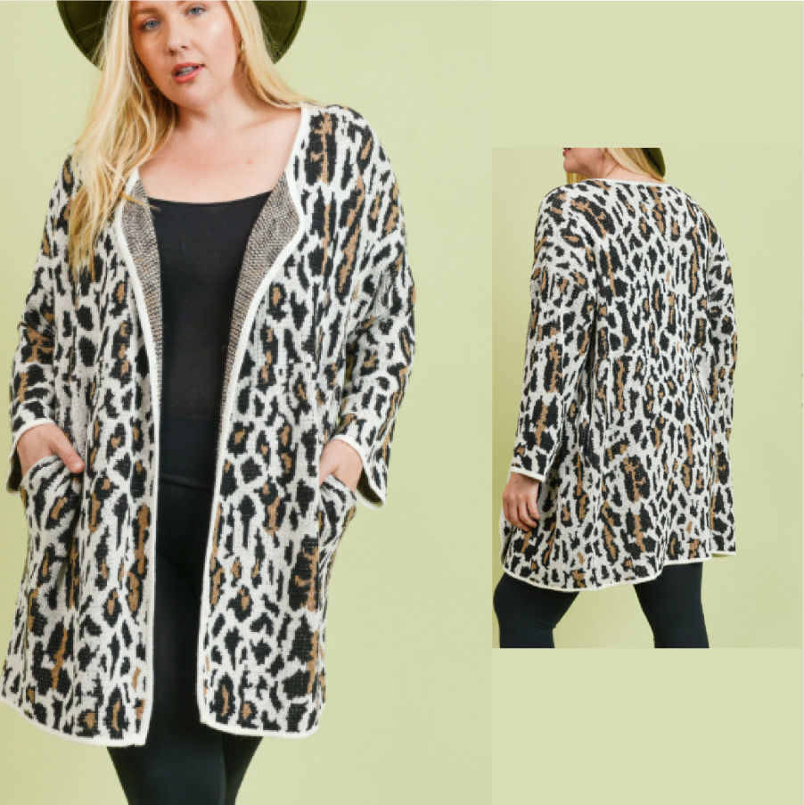 ANIMAL PRINT CARDIGAN WITH LINING